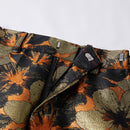 Men's 2-Piece Gold and Black Floral Jacquard Shawl Collar Tuxedo