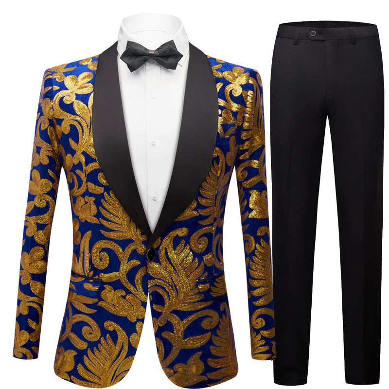 Gold Sequin blue Tuxedo