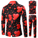 Men's Valentine's Day Theme Printed Suit 3-Piece 4 Color
