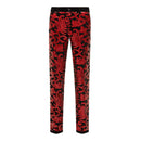 Pantalon brodé de luxe brillant pour homme, rouge