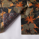 Men's 2-Piece Gold and Black Floral Jacquard Shawl Collar Tuxedo