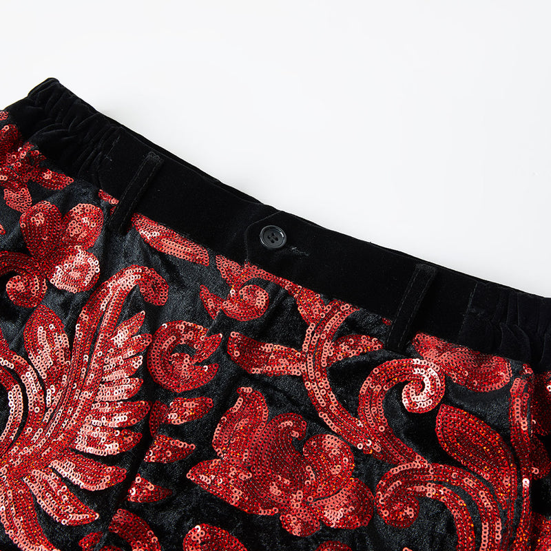 Men's Shiny Luxury Embroidery Pants Red