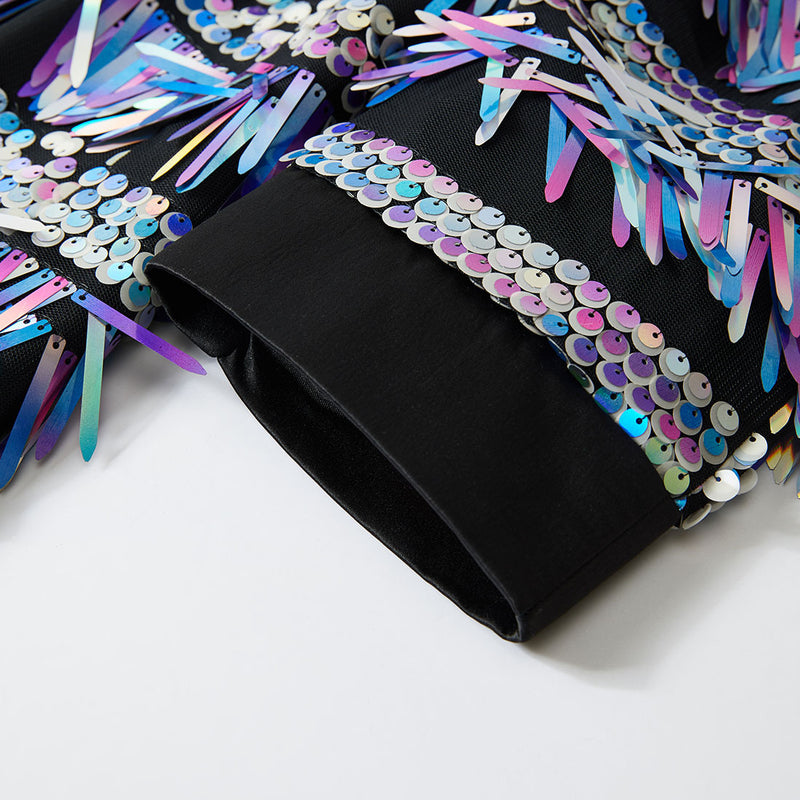 Men's 2-Piece Fashion Fringed Sequin Tassels Colorful Tuxedo