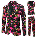 Men's Valentine's Day Theme Printed Suit 3-Piece 4 Color
