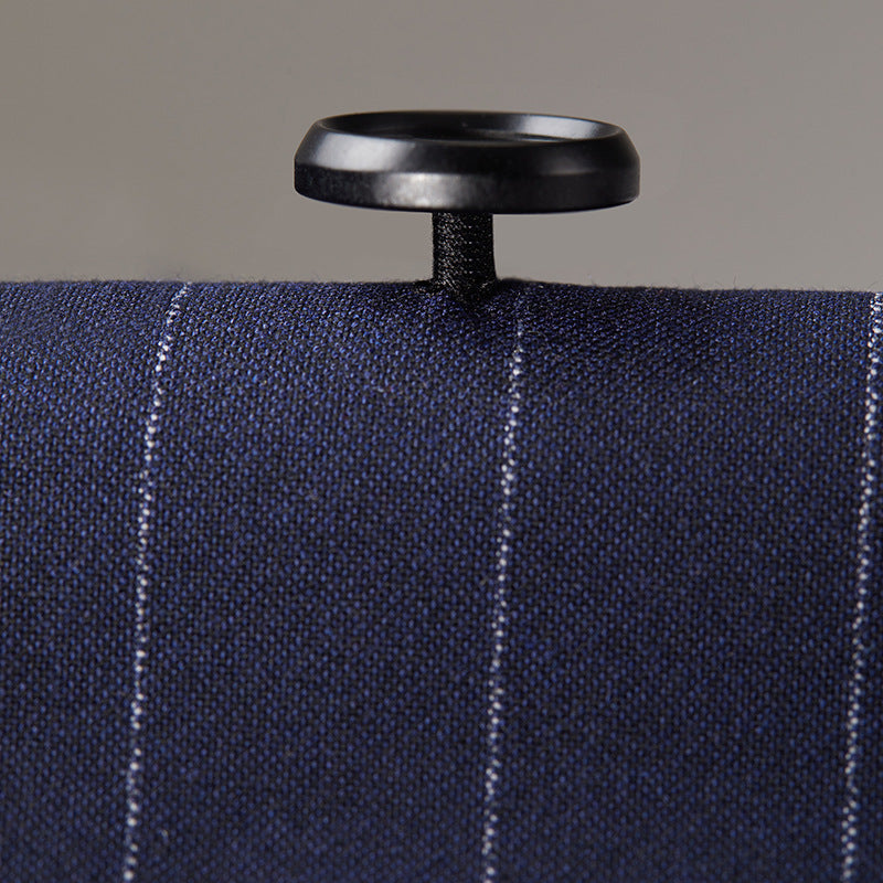 Pinstripe navy blue tuxedo button