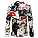 Graffiti Print Casual Suit -Back