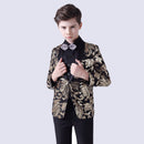 Boy's 3-Piece Suit Sequin Tuxedo Shawl Collar Gold