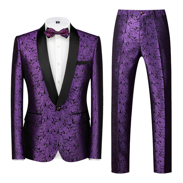 Black Slim Fit Shawl Lapel Prom Suits Simple Tuxedos 2 Pieces Outfits main image 1