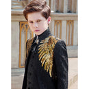 Boy's 3-Piece Suit Jacquard Tuxedo With Gold Wing