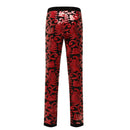 Pantalon brodé de luxe brillant pour homme, rouge