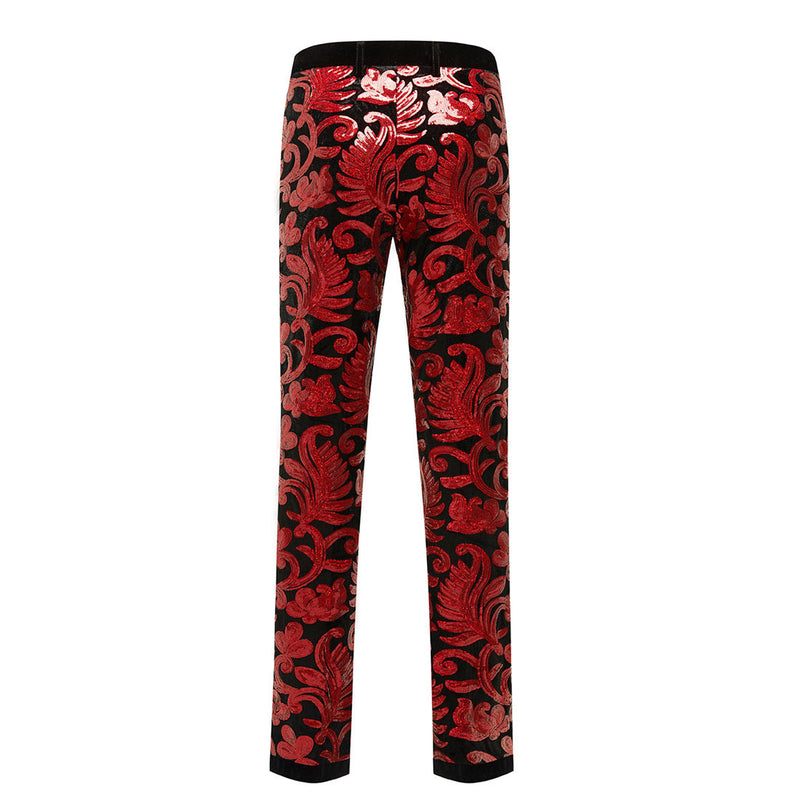 Men's Shiny Luxury Embroidery Pants Red