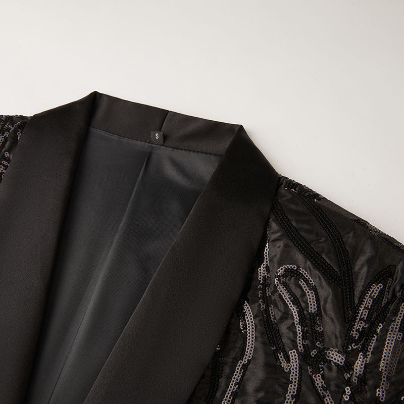 Sequin Embroidery Black Tuxedo details - 2