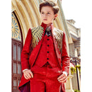 Boy's 3-Piece Suit Jacquard Tuxedo With Gold Wing