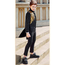 Boy's 3-Piece Suit Jacquard Tuxedo With Gold Wing