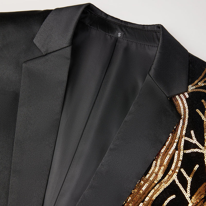 Gold Sequin Black Tuxedo Detail -1