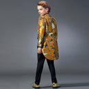 Boy's 3-Piece Suit Embroidered Tuxedo Swallowtail Yellow