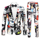 Graffiti Print Casual Suit