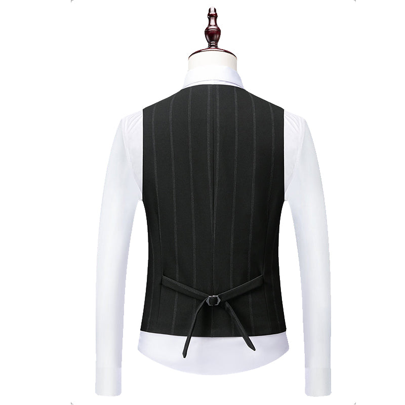 stripe black suit vest