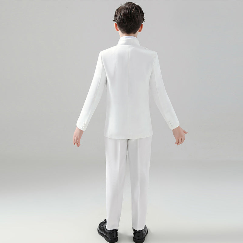 Boy's 2-Piece Suit Sequin White Tuxedo