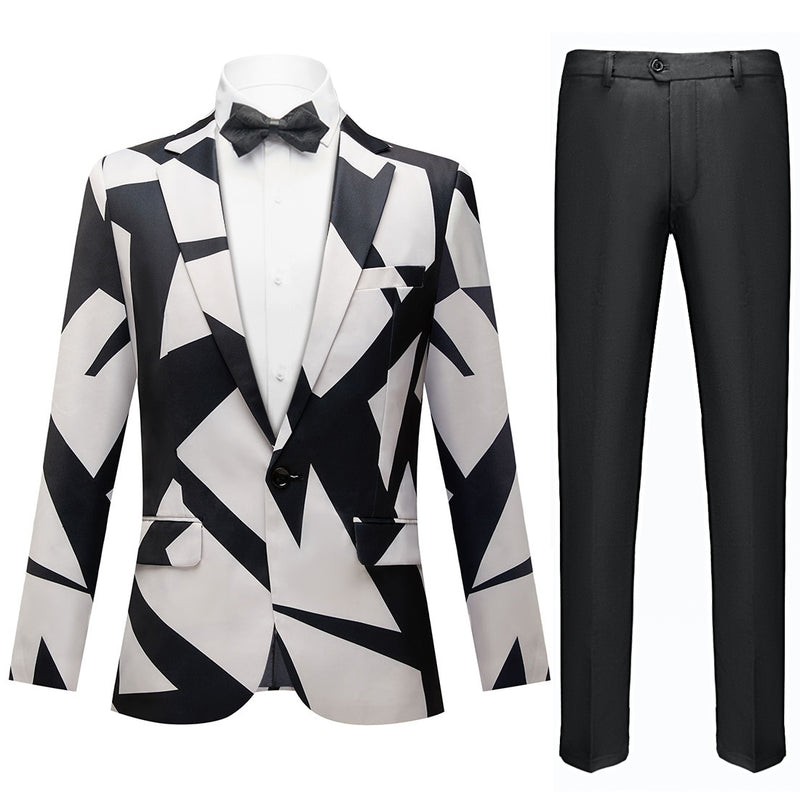 black and white suit