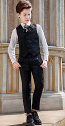 Boy's 3-Piece Suit Jacquard Tuxedo With Gold Wing