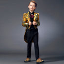 Boy's 3-Piece Suit Embroidered Tuxedo Swallowtail Yellow
