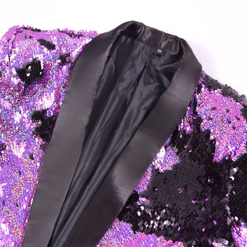 purple prom suit details