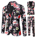 Costume imprimé 3 pièces pour homme, thème Saint-Valentin, 4 couleurs 