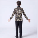 Boy's 3-Piece Suit Sequin Tuxedo Shawl Collar Gold
