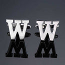 Gemelos de plata con diseño de letras dimensionales de 26 piezas