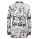 newspaper black and white tuxedo back