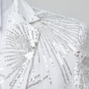 radial line pattern white suit jacket details